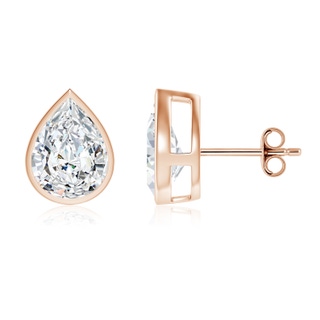 10x6.5mm FGVS Bezel-Set Pear Lab-Grown Diamond Solitaire Stud Earrings in Rose Gold