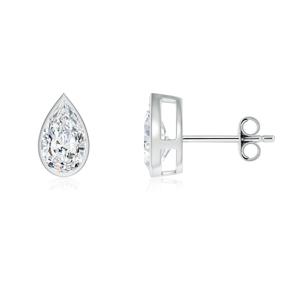 8x5mm FGVS Bezel-Set Pear Lab-Grown Diamond Solitaire Stud Earrings in White Gold