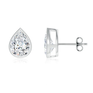 9x5.5mm FGVS Bezel-Set Pear Lab-Grown Diamond Solitaire Stud Earrings in P950 Platinum