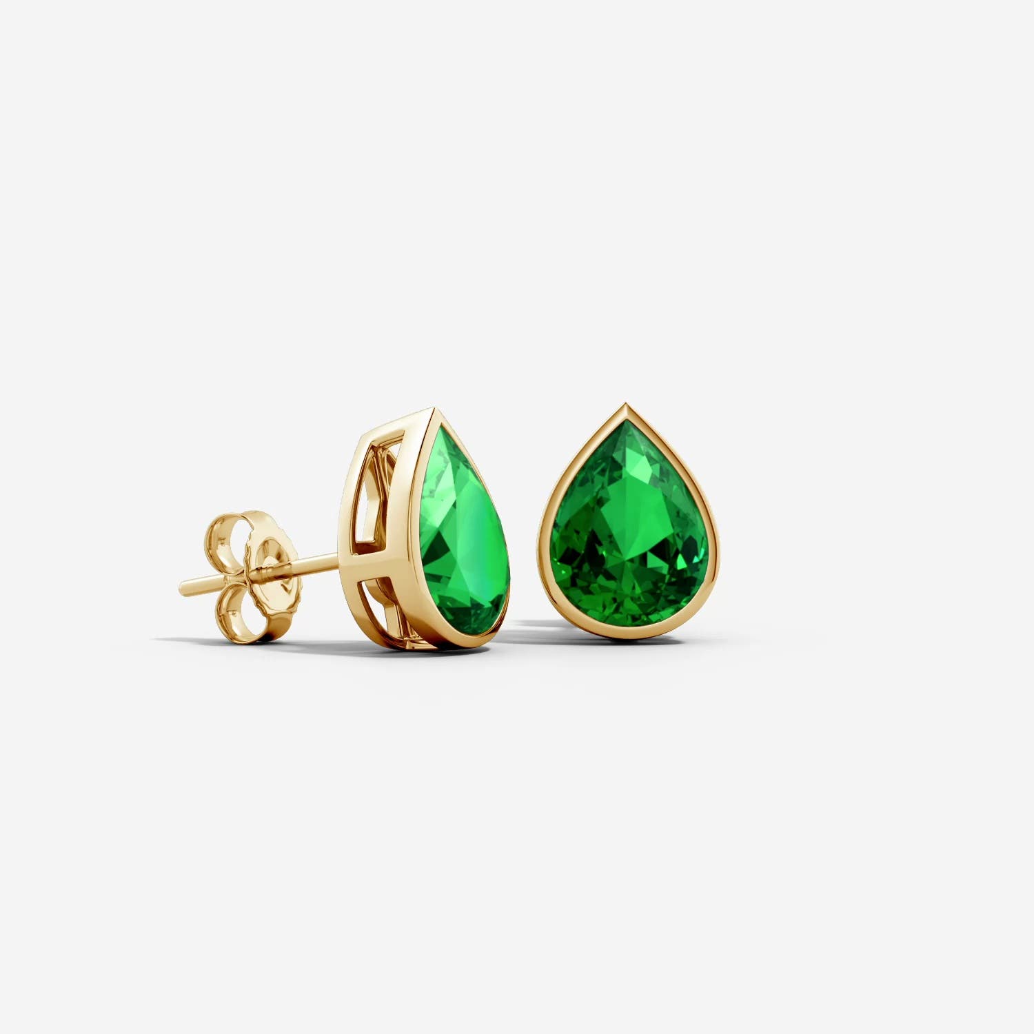 新品・未使用【GODSIZE】ROSE STUD w/emerald 14k Rose Gold Color Stud Earrings. SKU: EG12372K45EA | Gabriel & Co.