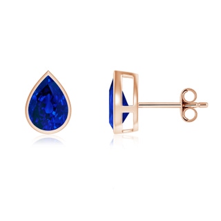 8x6mm Labgrown Bezel-Set Pear Lab-Grown Blue Sapphire Solitaire Stud Earrings in Rose Gold