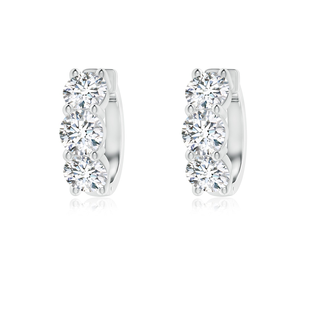 4.5mm FGVS Round Lab-Grown Diamond Three Stone Hoop Earrings in P950 Platinum