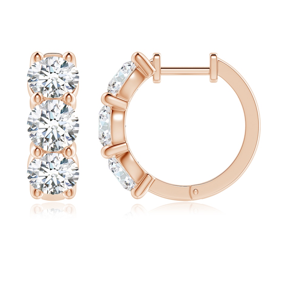 5.7mm FGVS Round Lab-Grown Diamond Three Stone Hoop Earrings in 18K Rose Gold side 199