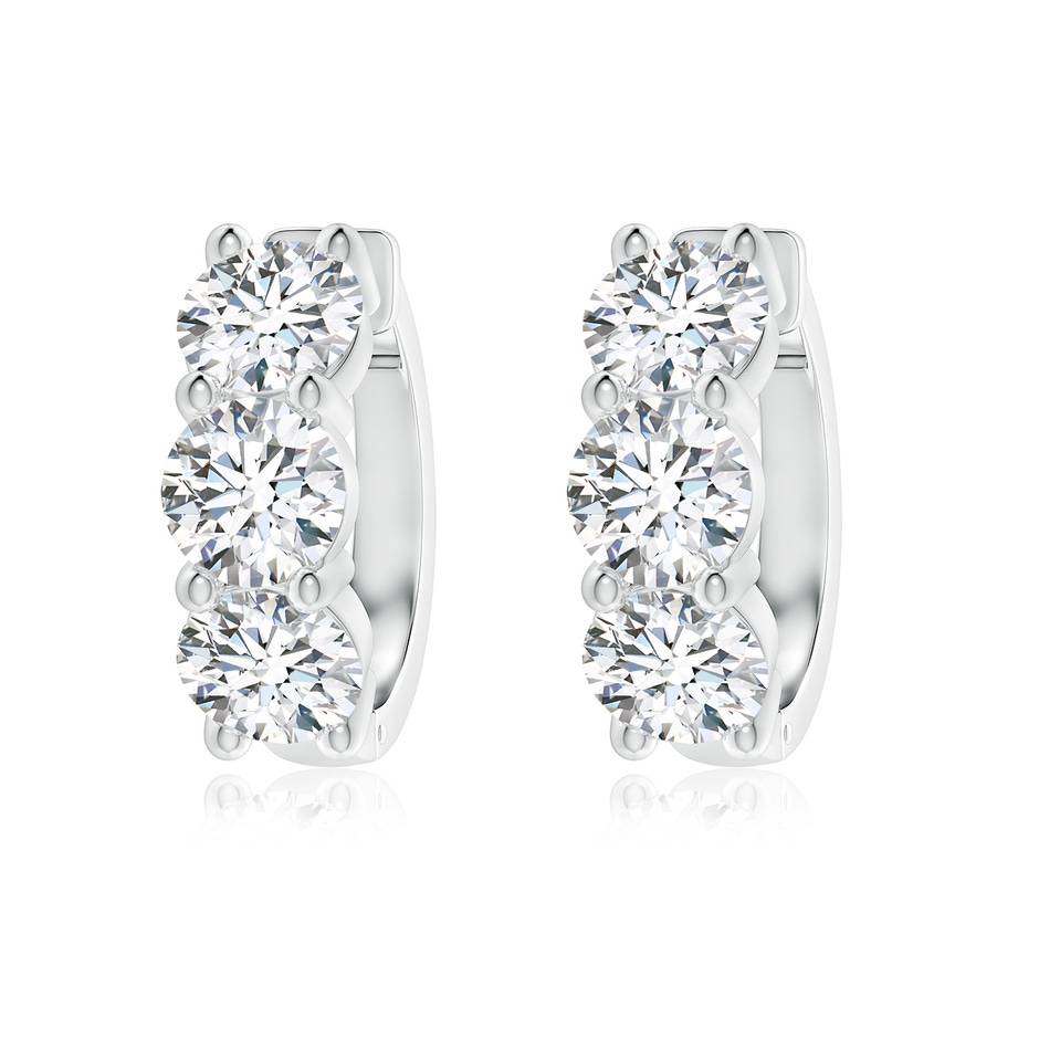5.7mm FGVS Round Lab-Grown Diamond Three Stone Hoop Earrings in P950 Platinum 