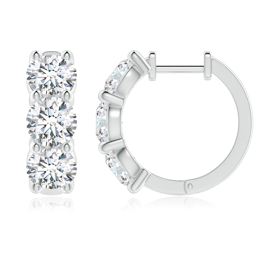 5.7mm FGVS Round Lab-Grown Diamond Three Stone Hoop Earrings in P950 Platinum side 199