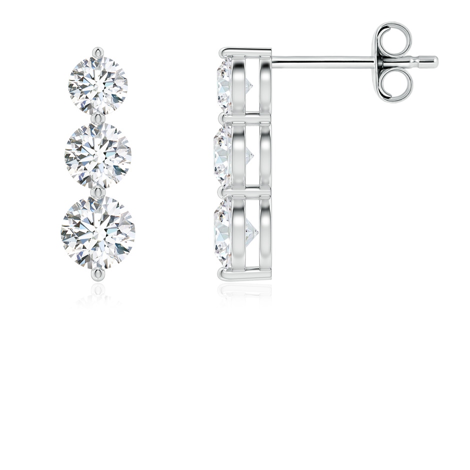 4mm FGVS Graduated Round Lab-Grown Diamond Three Stone Earrings in P950 Platinum 