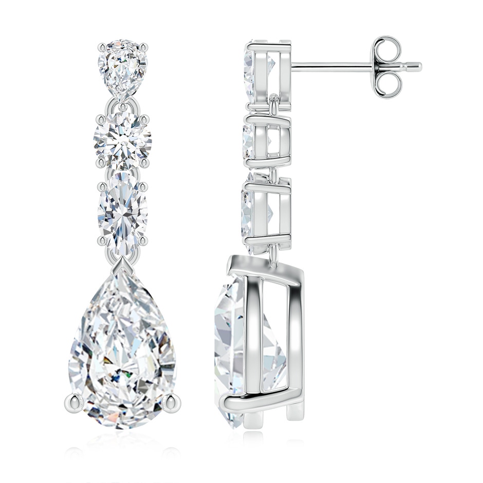 10x6.5mm FGVS Multi-Shape Lab-Grown Diamond Dangle Earrings in P950 Platinum 