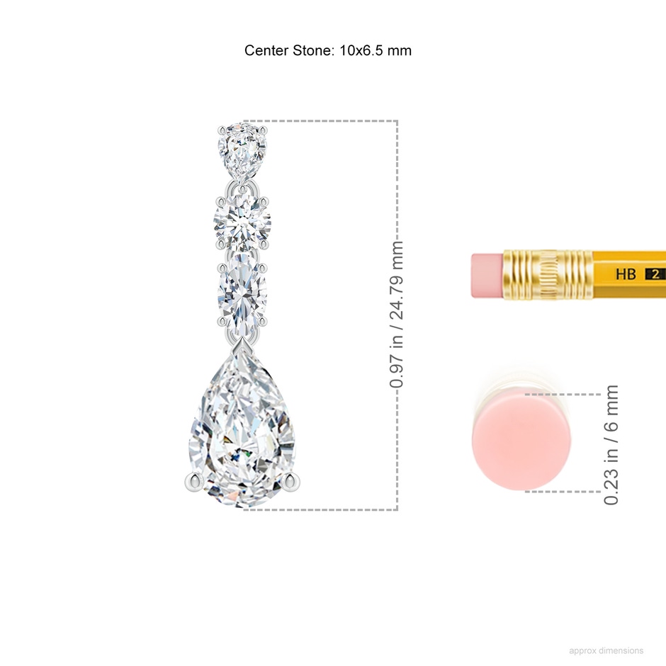 10x6.5mm FGVS Multi-Shape Lab-Grown Diamond Dangle Earrings in P950 Platinum ruler
