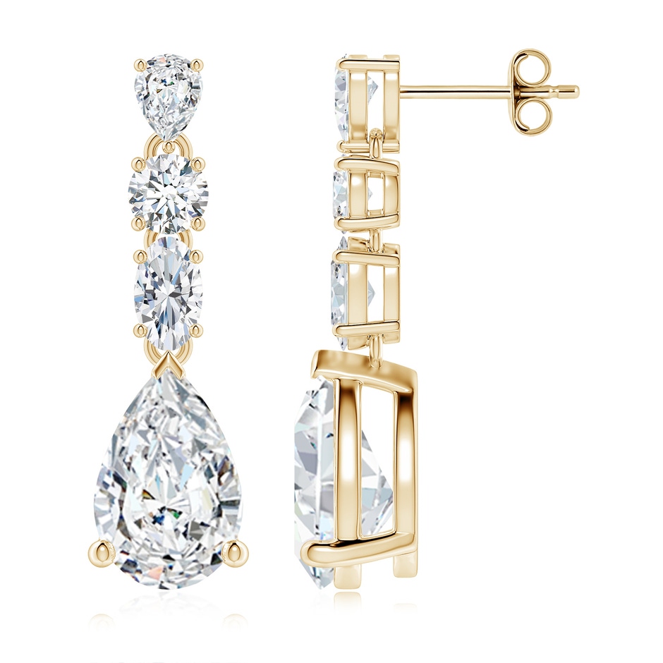 10x6.5mm FGVS Multi-Shape Lab-Grown Diamond Dangle Earrings in Yellow Gold 