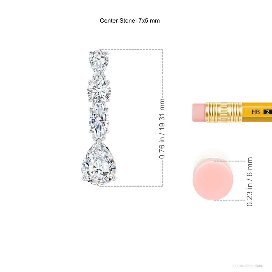 7x5mm FGVS Multi-Shape Lab-Grown Diamond Dangle Earrings in White Gold ruler