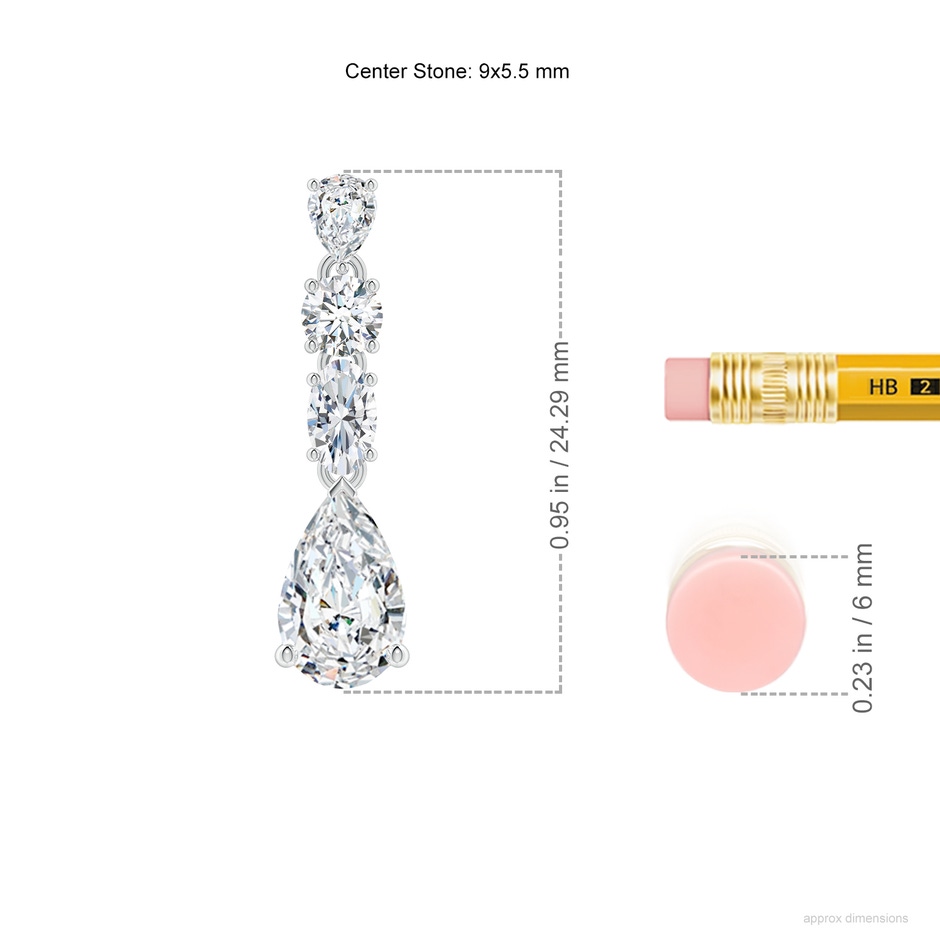 9x5.5mm FGVS Multi-Shape Lab-Grown Diamond Dangle Earrings in P950 Platinum ruler