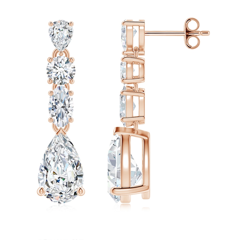9x5.5mm FGVS Multi-Shape Lab-Grown Diamond Dangle Earrings in Rose Gold 