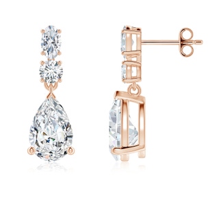 10x6.5mm FGVS Pear Lab-Grown Diamond Dangle Earrings in Rose Gold