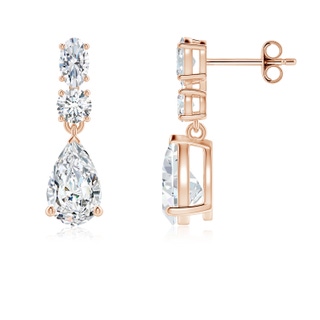 9x5.5mm FGVS Pear Lab-Grown Diamond Dangle Earrings in 18K Rose Gold