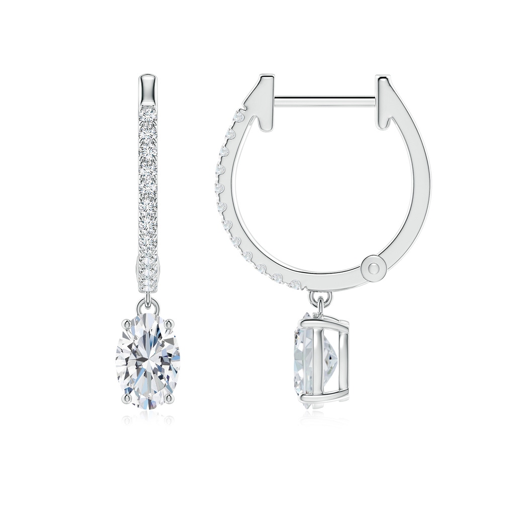 6x4mm FGVS Oval Lab-Grown Diamond Hoop Drop Earrings with Accents in White Gold
