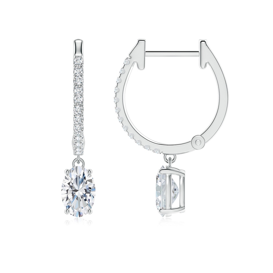 6x4mm FGVS Oval Lab-Grown Diamond Hoop Drop Earrings with Accents in White Gold 