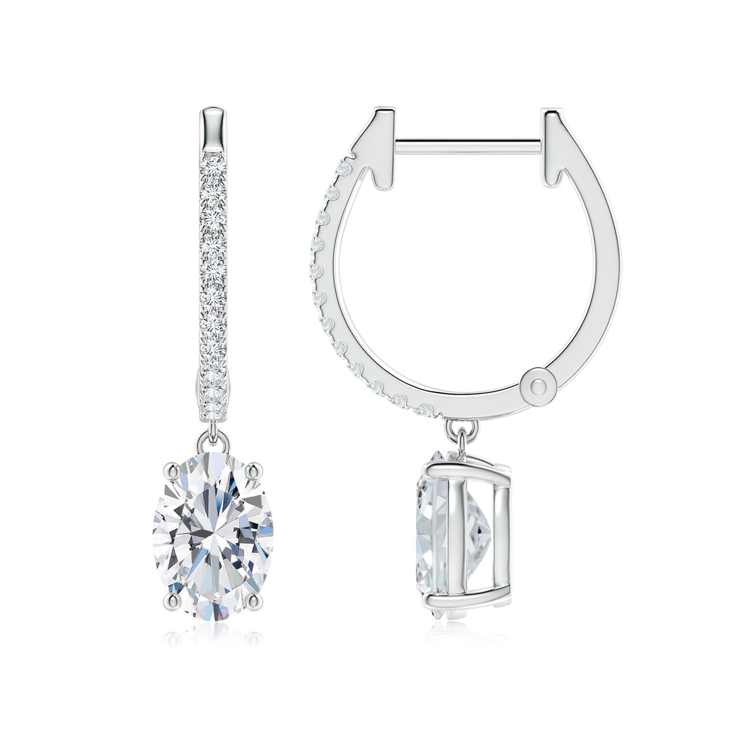 7.3x5.2mm FGVS Oval Lab-Grown Diamond Hoop Drop Earrings with Accents in P950 Platinum