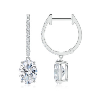 8x6mm FGVS Oval Lab-Grown Diamond Hoop Drop Earrings with Accents in P950 Platinum