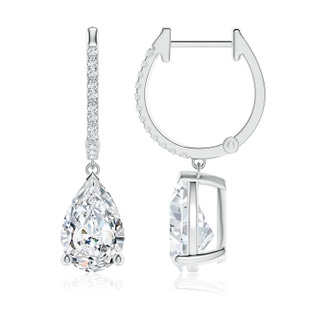 10x6.5mm FGVS Pear Lab-Grown Diamond Hoop Drop Earrings with Accents in P950 Platinum