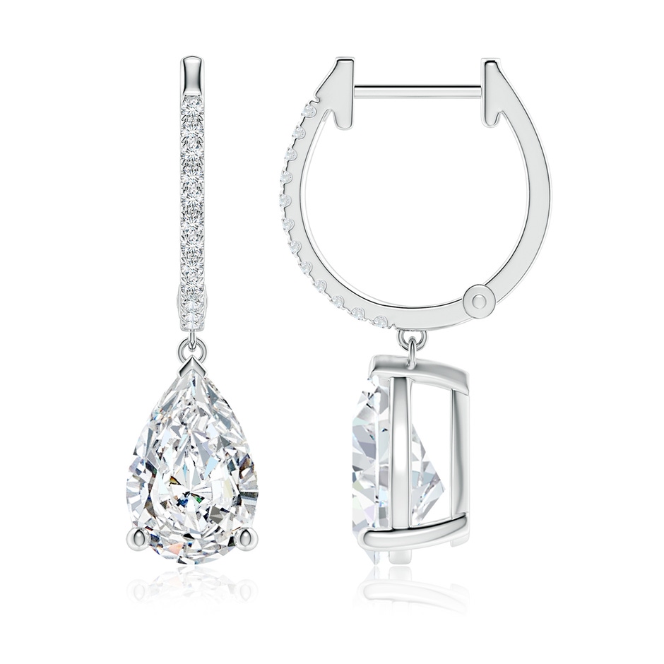 10x6.5mm FGVS Pear Lab-Grown Diamond Hoop Drop Earrings with Accents in P950 Platinum 