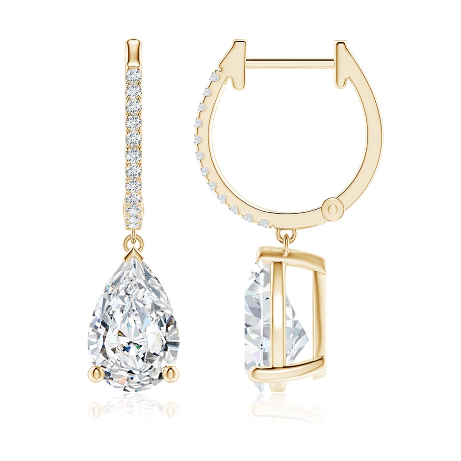 10x6.5mm FGVS Pear Lab-Grown Diamond Hoop Drop Earrings with Accents in Yellow Gold 