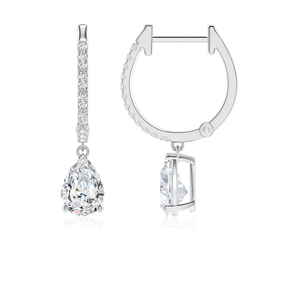 7x5mm FGVS Pear Lab-Grown Diamond Hoop Drop Earrings with Accents in P950 Platinum 
