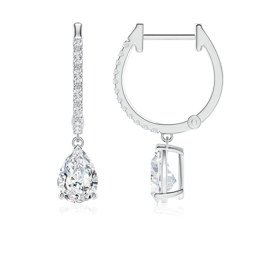 7x5mm FGVS Pear Lab-Grown Diamond Hoop Drop Earrings with Accents in White Gold 