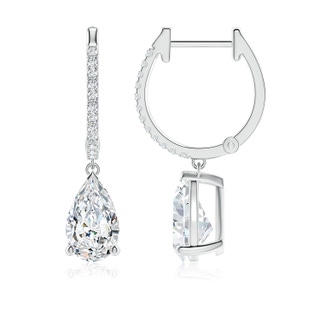 9x5.5mm FGVS Pear Lab-Grown Diamond Hoop Drop Earrings with Accents in P950 Platinum