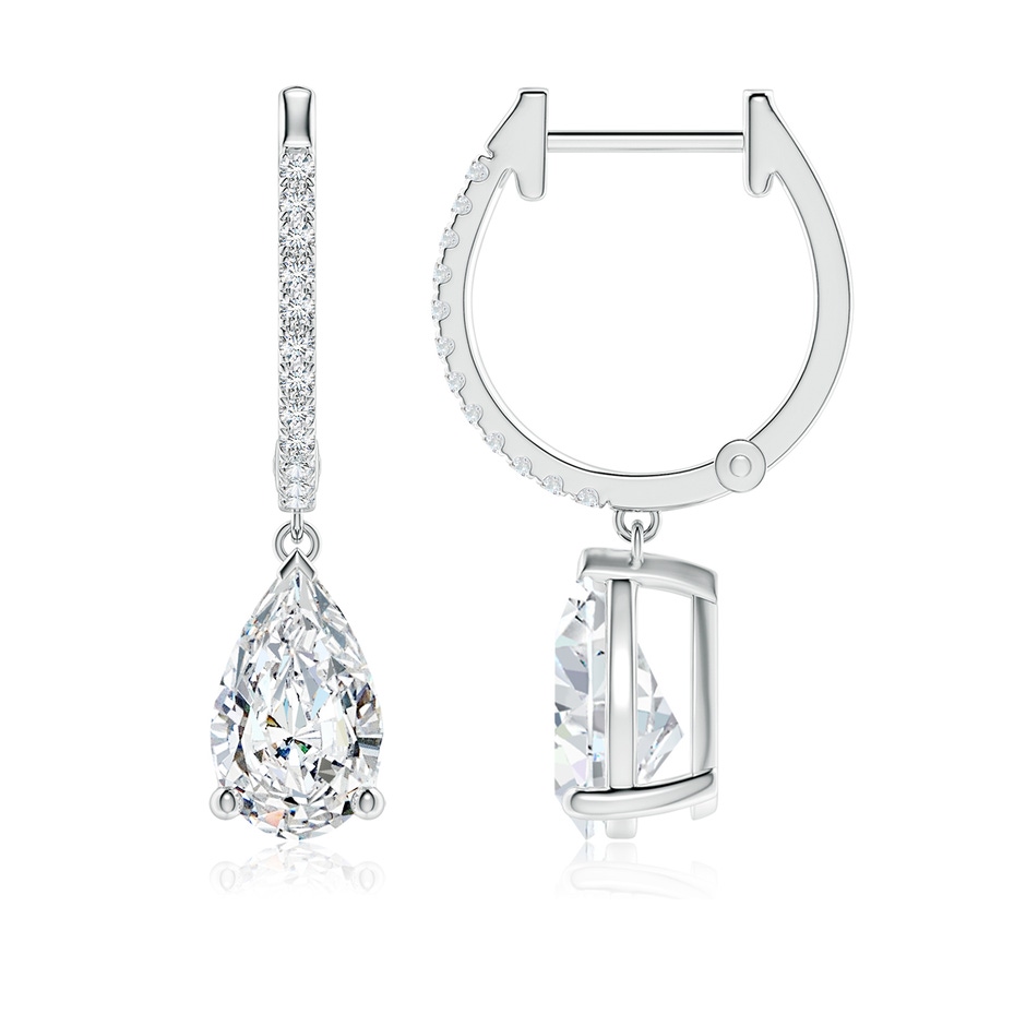 9x5.5mm FGVS Pear Lab-Grown Diamond Hoop Drop Earrings with Accents in White Gold 