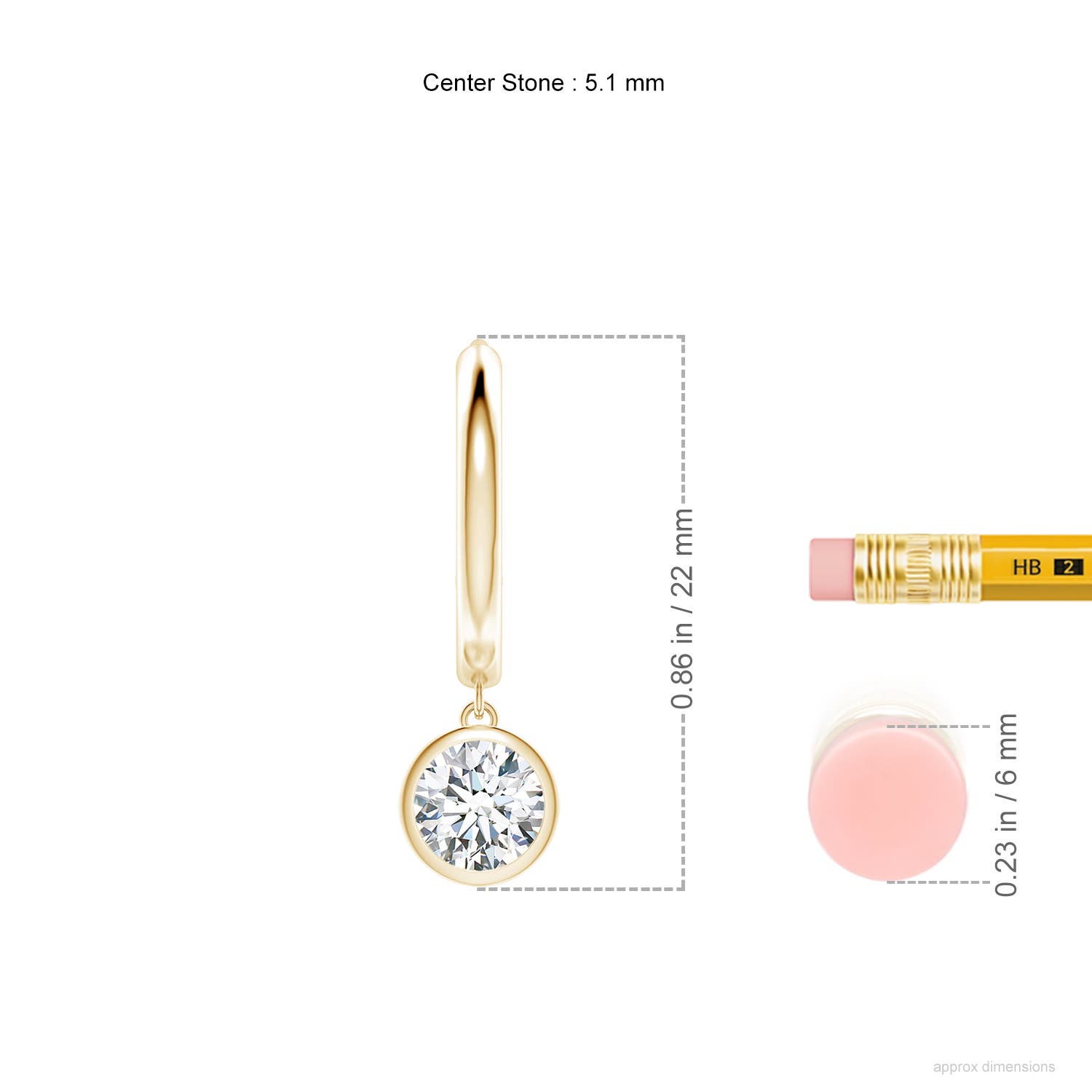 Round Lab-Grown Diamond Hoop Drop Earrings in 18K Yellow