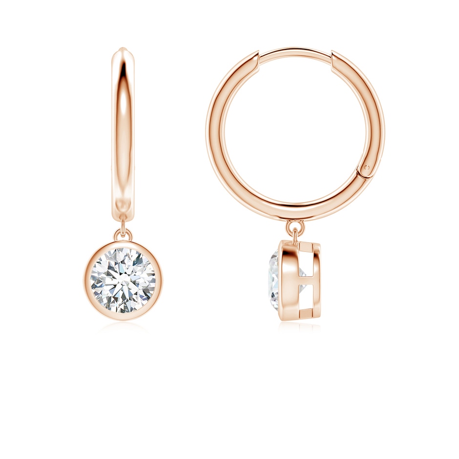 5.1mm FGVS Round Lab-Grown Diamond Hoop Drop Earrings in Rose Gold 