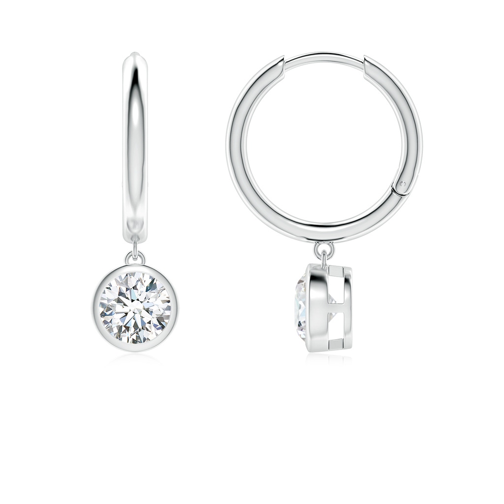 5.1mm FGVS Round Lab-Grown Diamond Hoop Drop Earrings in White Gold