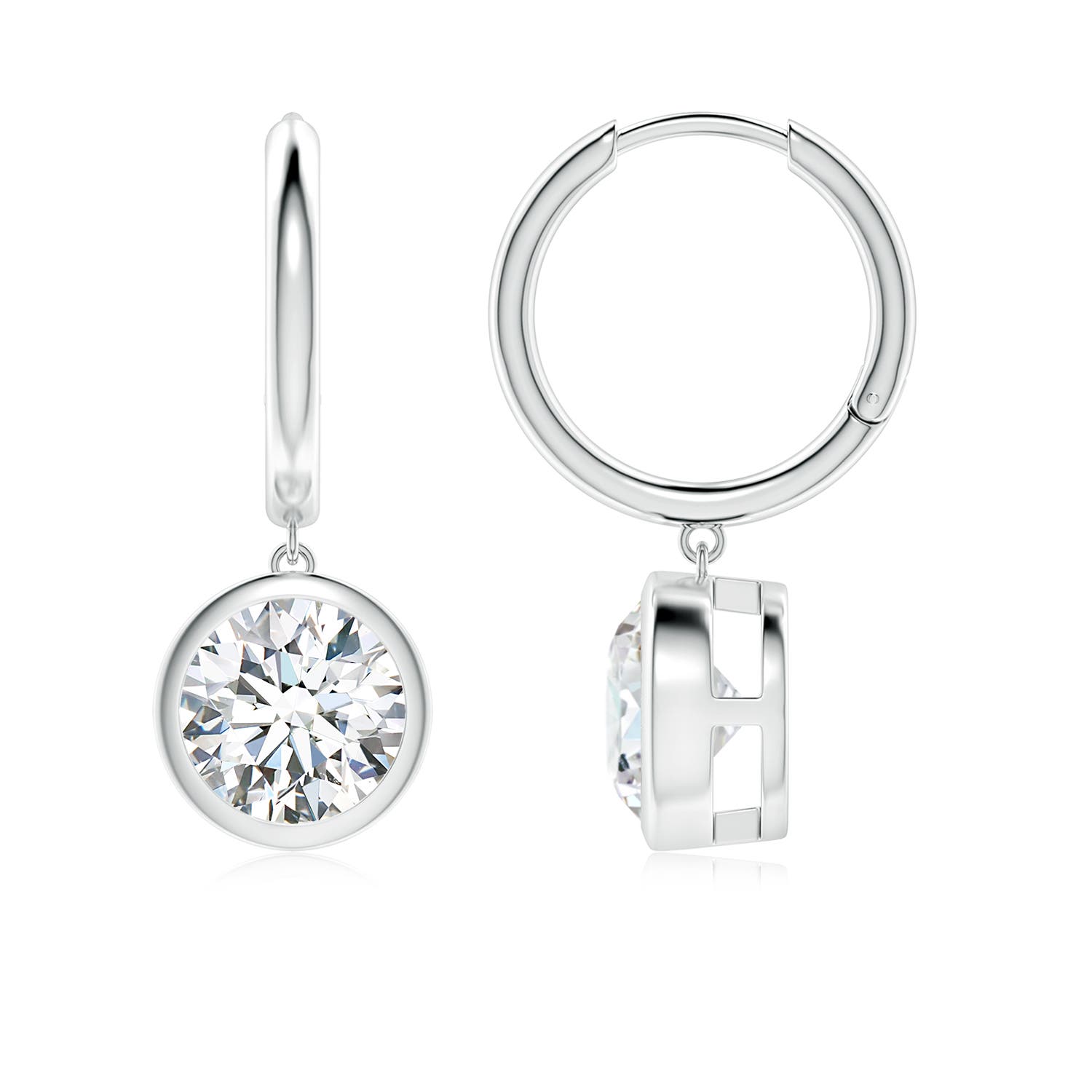 7.4mm FGVS Round Lab-Grown Diamond Hoop Drop Earrings in P950 Platinum