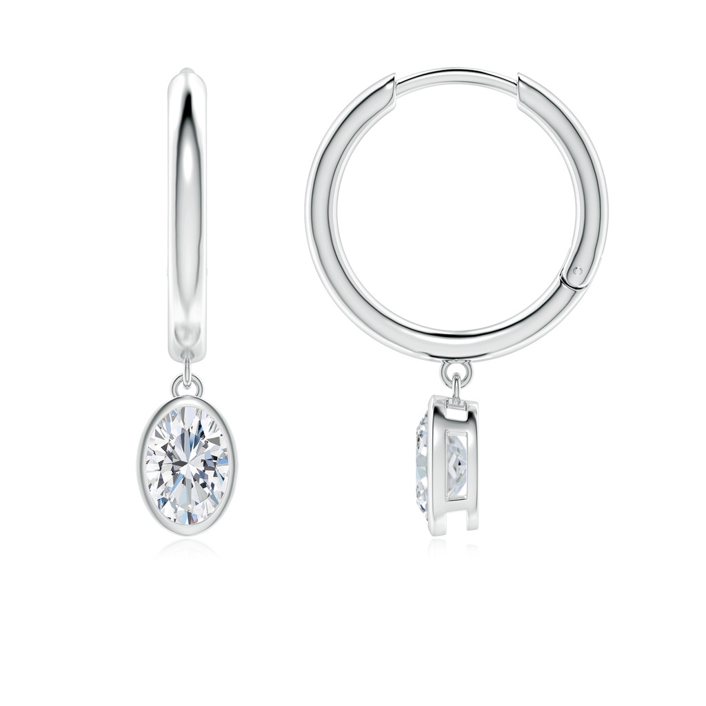 6.5x4.5mm FGVS Oval Lab-Grown Diamond Hoop Drop Earrings in White Gold