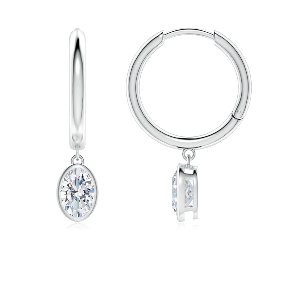 6.5x4.5mm FGVS Oval Lab-Grown Diamond Hoop Drop Earrings in White Gold 
