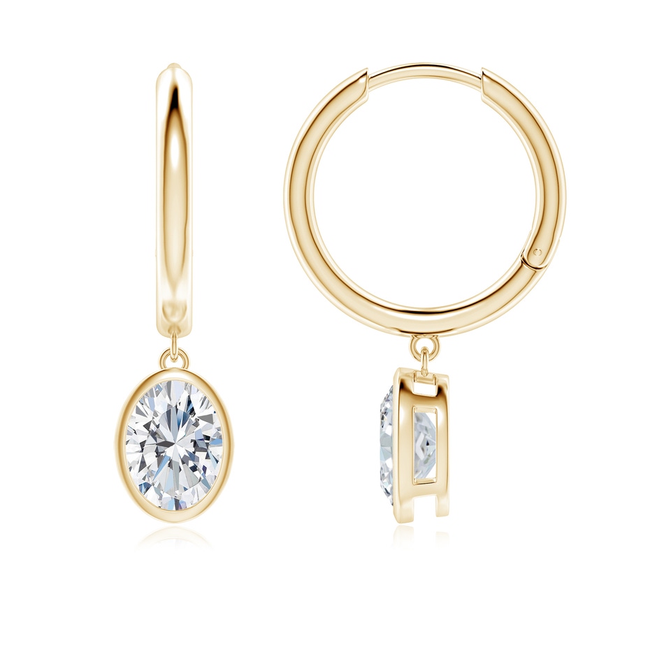 7.7x5.7mm FGVS Oval Lab-Grown Diamond Hoop Drop Earrings in Yellow Gold 