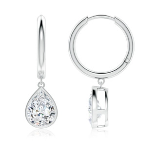 10x6.5mm FGVS Pear-Shaped Lab-Grown Diamond Hoop Drop Earrings in P950 Platinum