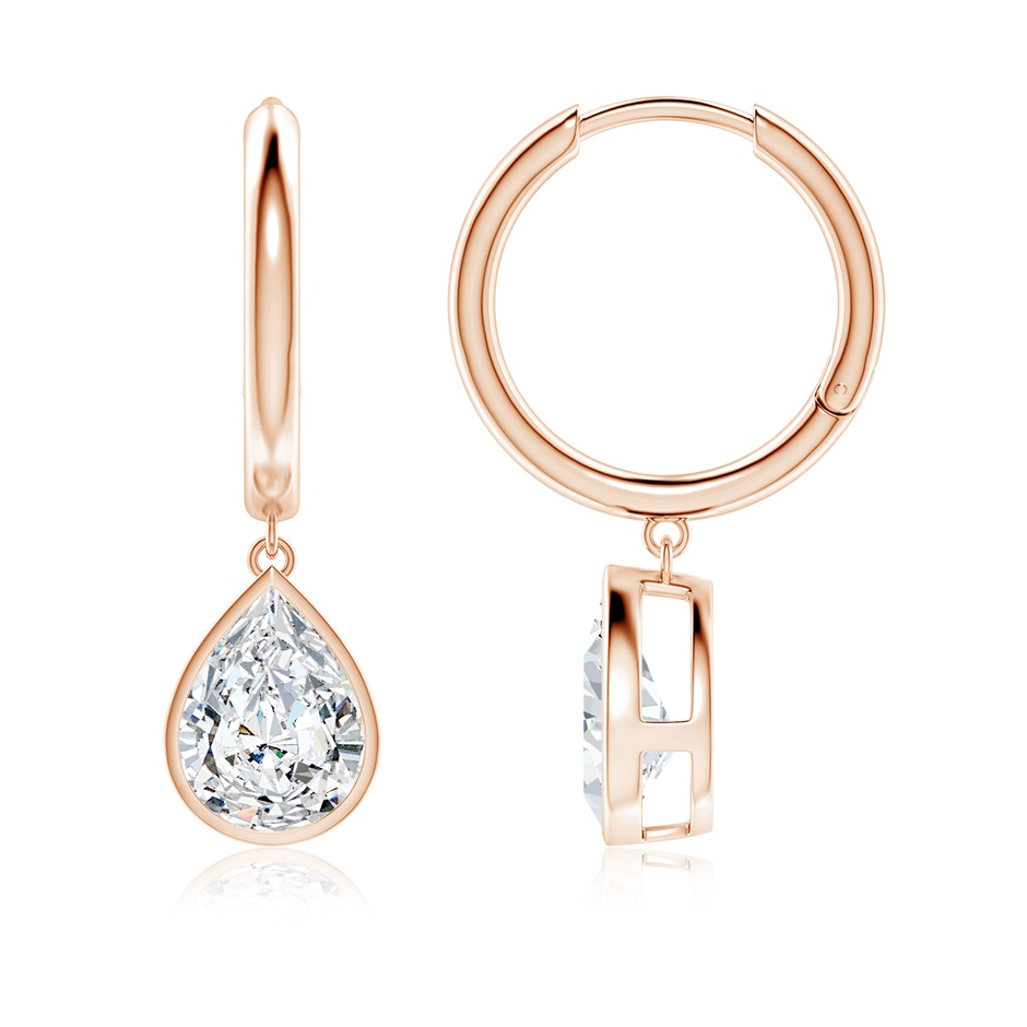 10x6.5mm FGVS Pear-Shaped Lab-Grown Diamond Hoop Drop Earrings in Rose Gold 