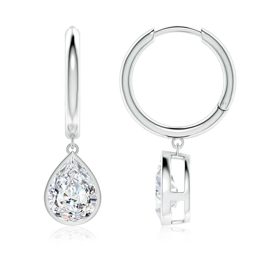 10x6.5mm FGVS Pear-Shaped Lab-Grown Diamond Hoop Drop Earrings in White Gold 