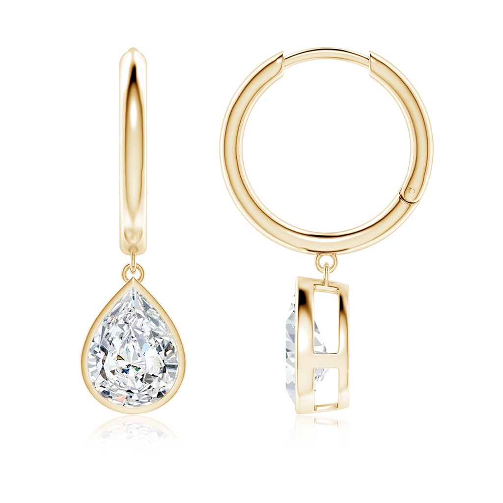 10x6.5mm FGVS Lab-Grown Pear-Shaped Diamond Hoop Drop Earrings in Yellow Gold