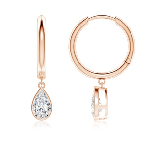 8x5mm FGVS Pear-Shaped Lab-Grown Diamond Hoop Drop Earrings in 9K Rose Gold