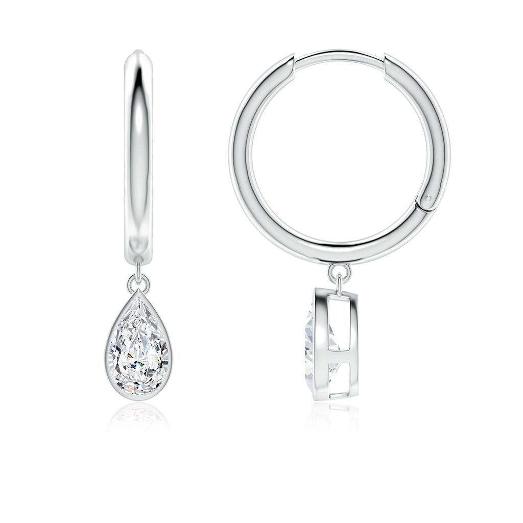 8x5mm FGVS Pear-Shaped Lab-Grown Diamond Hoop Drop Earrings in White Gold