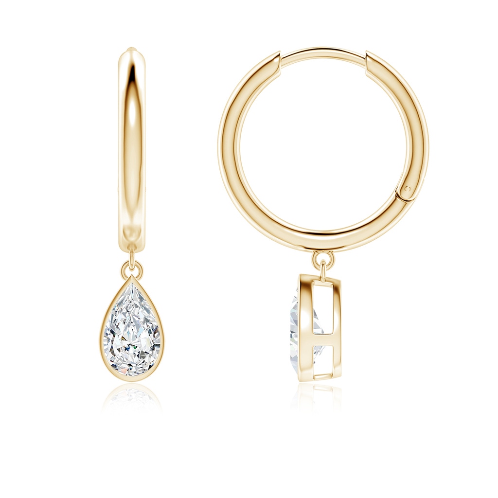 8x5mm FGVS Lab-Grown Pear-Shaped Diamond Hoop Drop Earrings in Yellow Gold