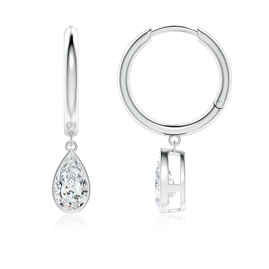 9x5.5mm FGVS Pear-Shaped Lab-Grown Diamond Hoop Drop Earrings in White Gold 