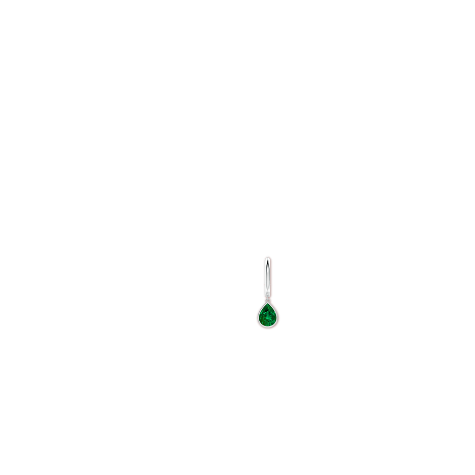 10x8mm Labgrown Pear-Shaped Lab-Grown Emerald Hoop Drop Earrings in White Gold ear