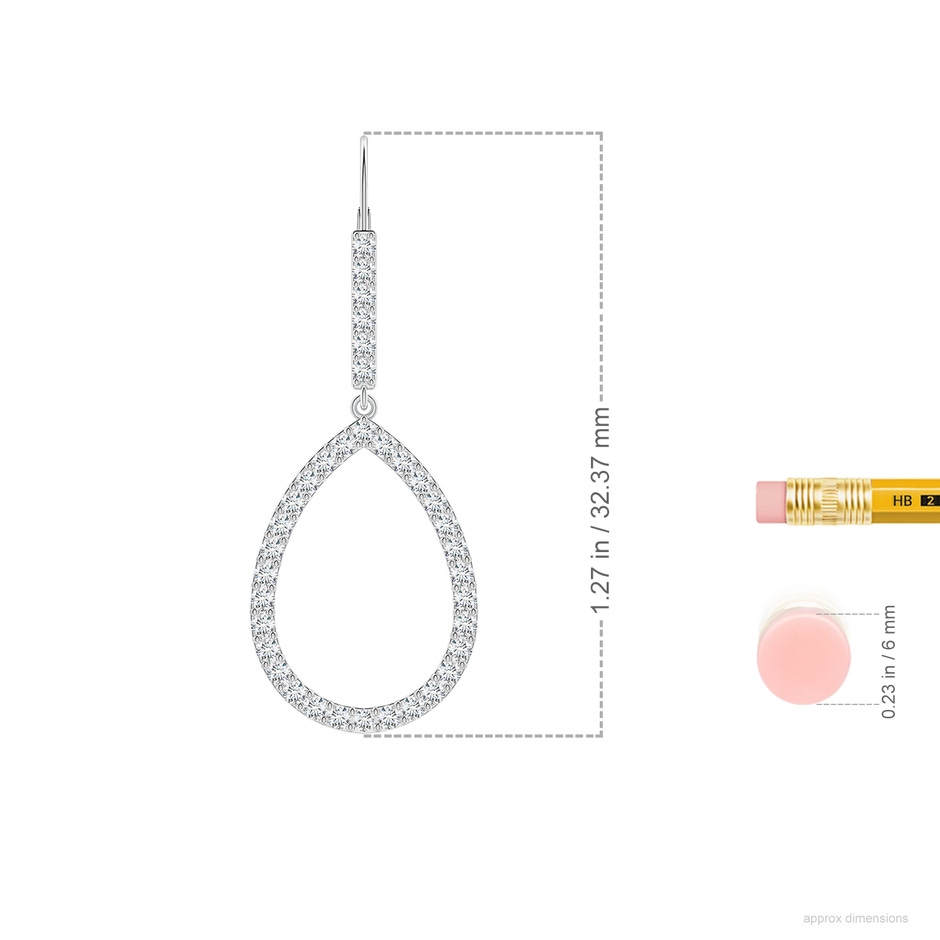 1.5mm FGVS Round Lab-Grown Diamond Teardrop Earrings in White Gold ruler