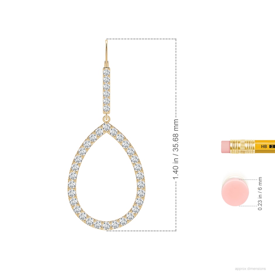 1.75mm FGVS Round Lab-Grown Diamond Teardrop Earrings in Yellow Gold ruler