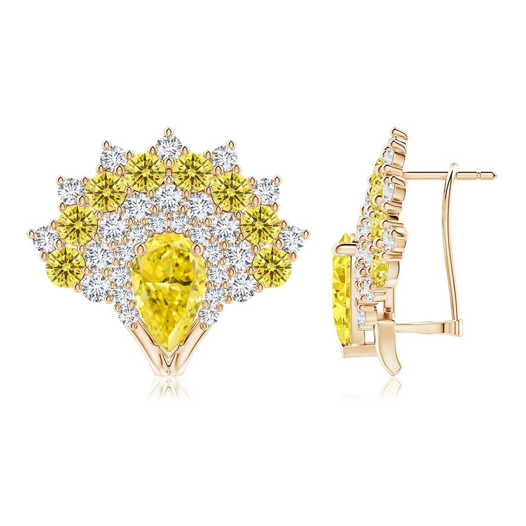 9x5.5mm Labgrown Aurora Pear Lab-Grown Fancy Intense Yellow Diamond Double Halo Statement Earrings in 18K Yellow Gold - side 199