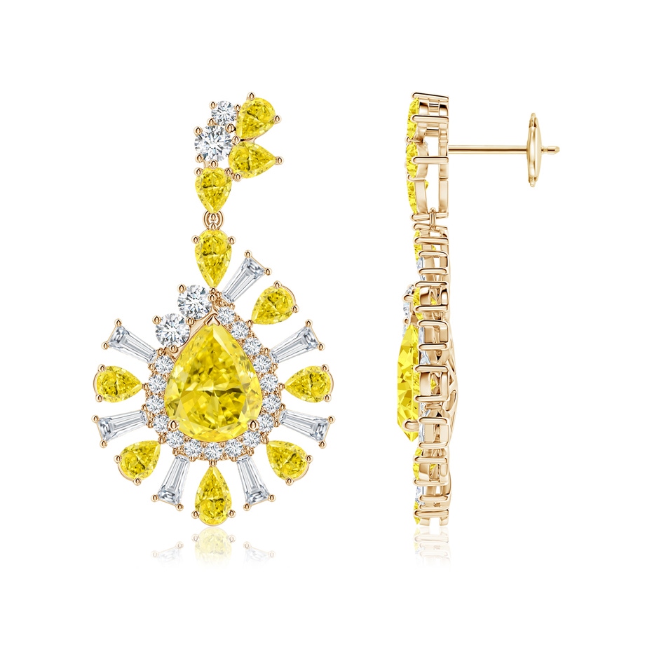 10x8mm Labgrown Aurora Lab-Grown Fancy Intense Yellow Diamond Fragmented Drop Halo Earrings in 18K Yellow Gold side 199