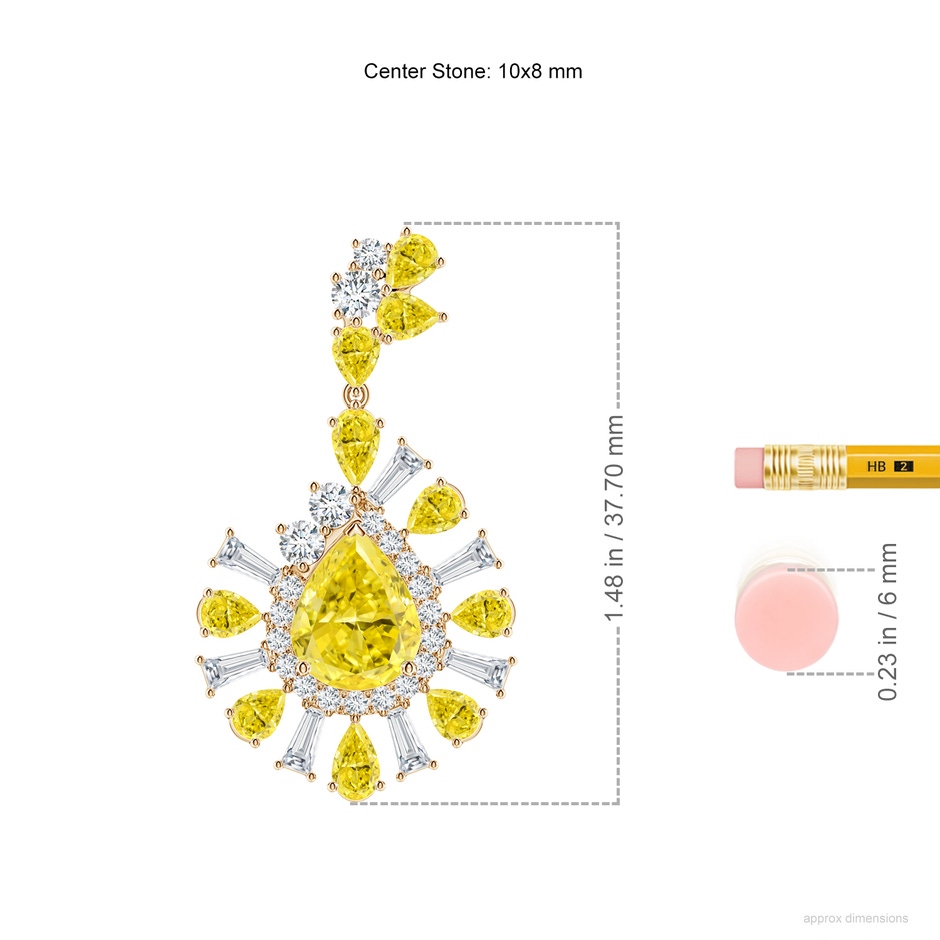 10x8mm Labgrown Aurora Lab-Grown Fancy Intense Yellow Diamond Fragmented Drop Halo Earrings in 18K Yellow Gold ruler